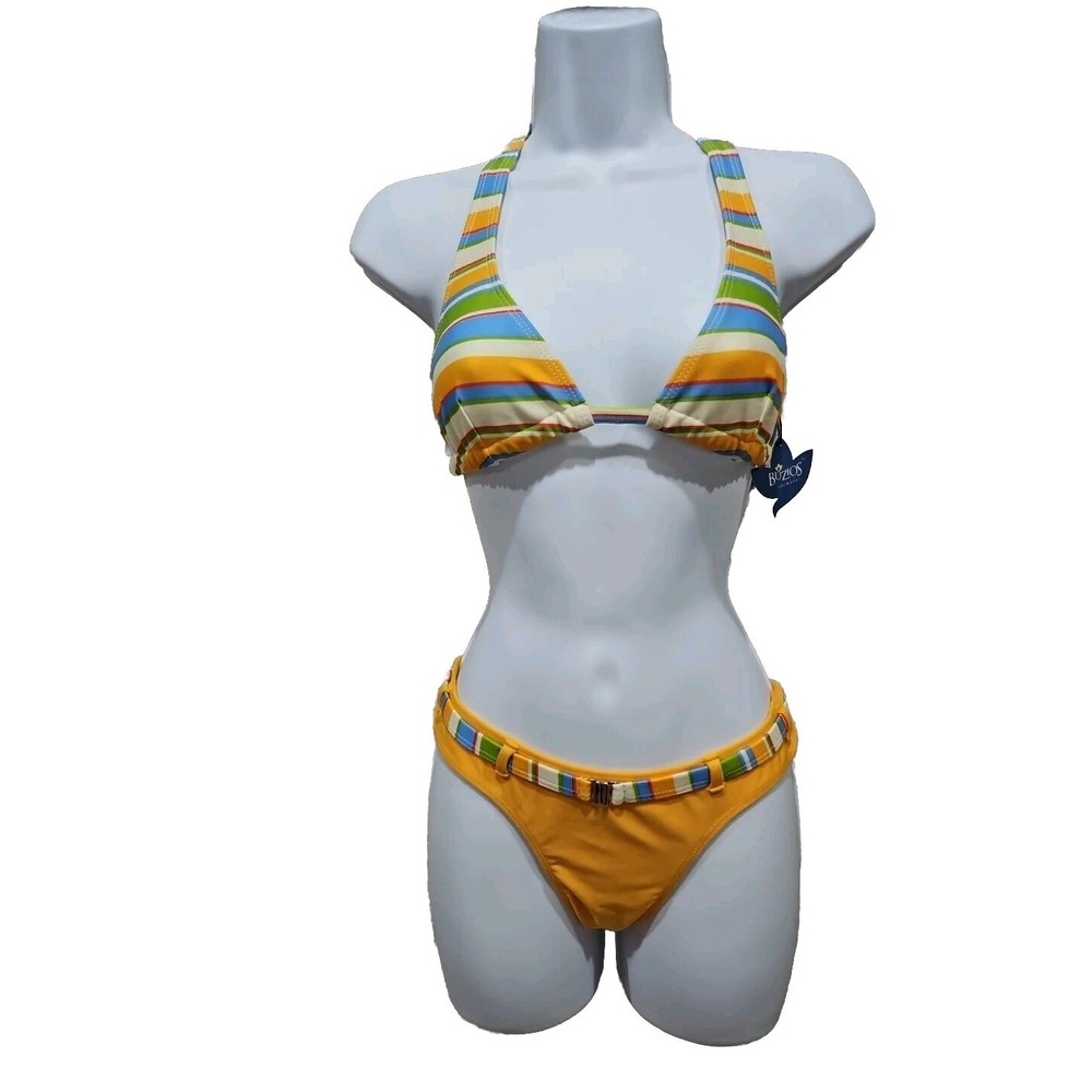 SWIM BATHING Suit Bikini Two Pc  Buzios Brazil Small Peach Blue Green New Tags